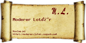 Moderer Lotár névjegykártya